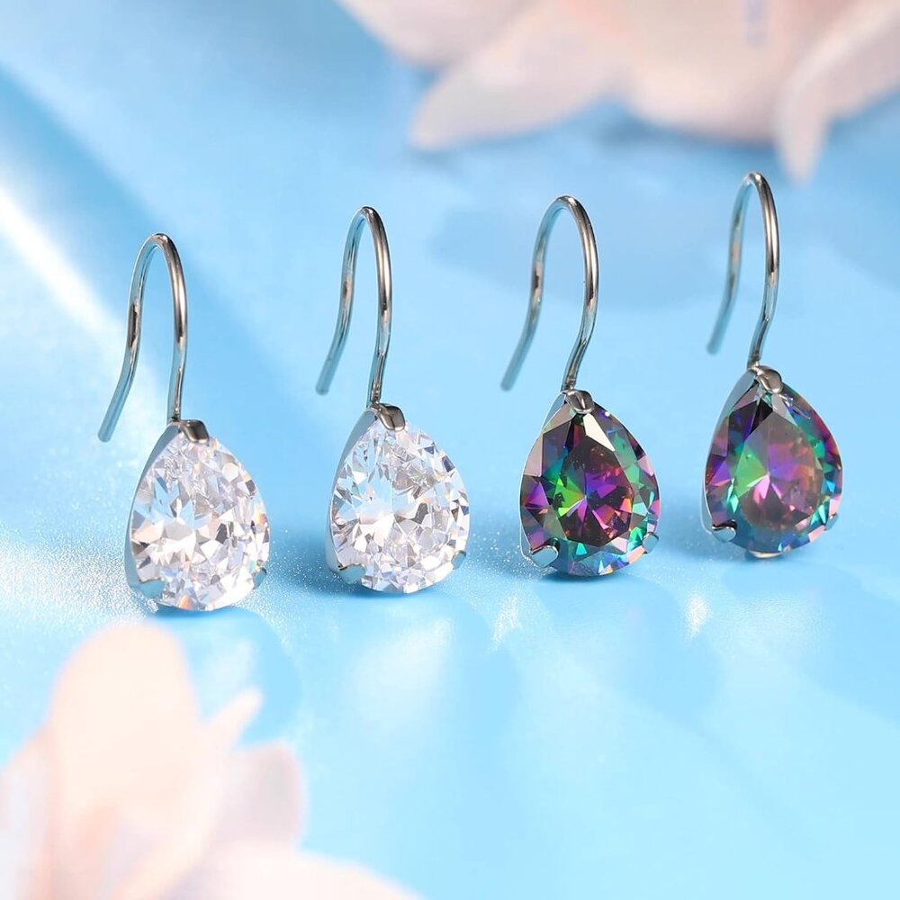 Hypoallergenic Titanium Dangle Hoop Earrings Mult… - image 6